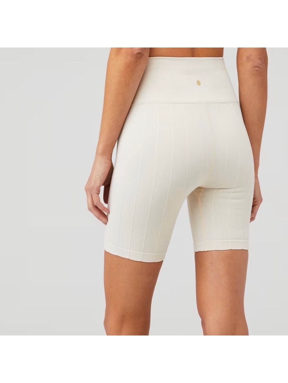 Spiritual Gangster Neutral Amara Wide Rib Heather Seamless Biker Short xs/s - Picture 2 of 8